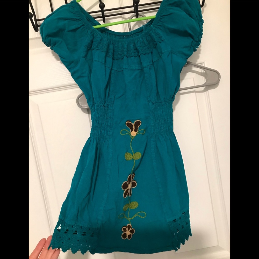Mexican teal blouse